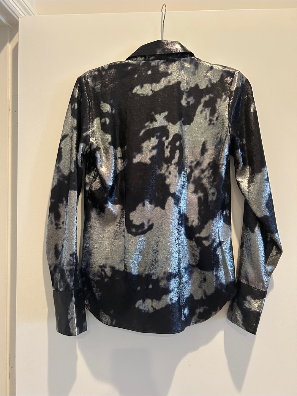 Rag & Bone Black and Silver Shimmery Button-Up Blouse - Picture 2 of 5